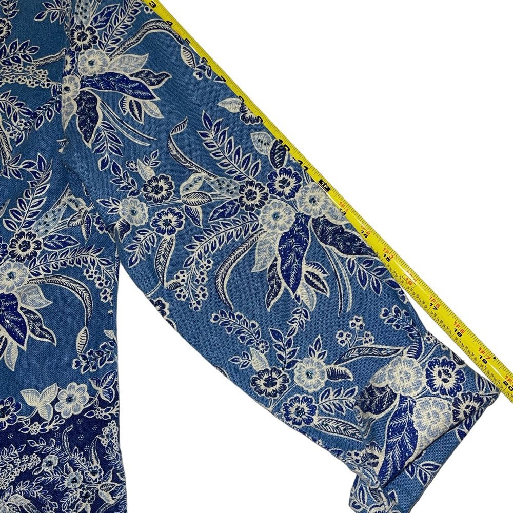 Coldwater Creek Women's Jacket Size S Petite Blue Floral Button Up Long Sleeves - Picture 6 of 12